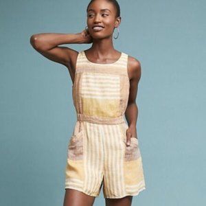 Anthropologie Ett:Twa Striped Linen Wesley Romper